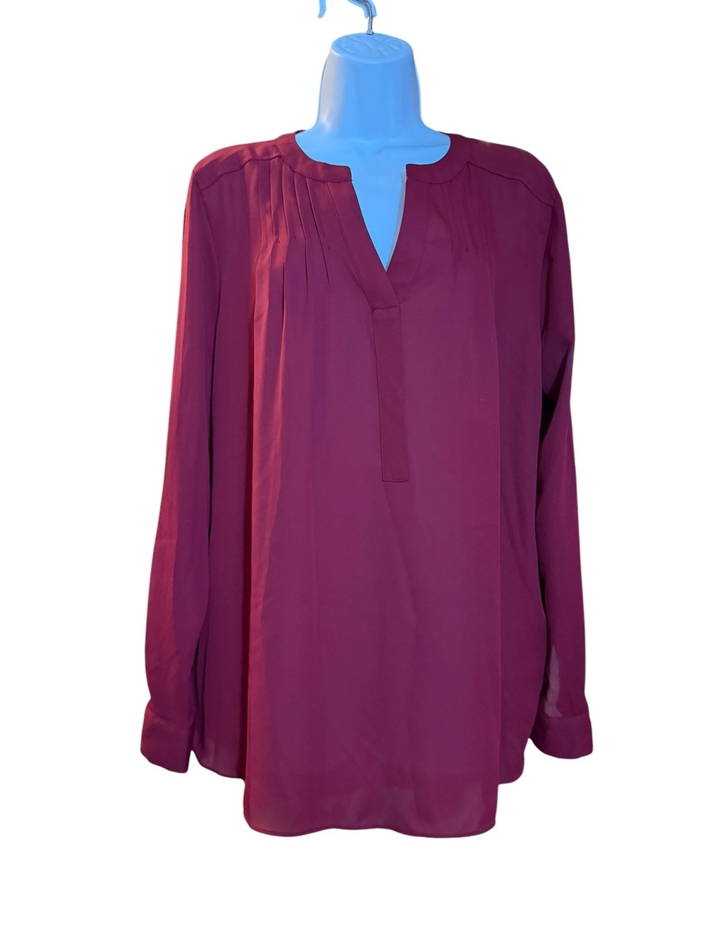 Simply Vera Vera Wang Women's Burgundy Long Sleeve Blouse